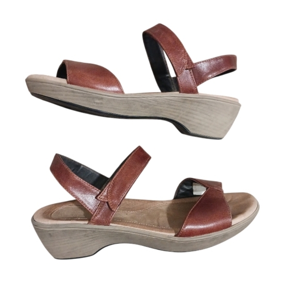 NAOT Adjustable Strap Leather Wedge Sandal - Picture 1 of 9